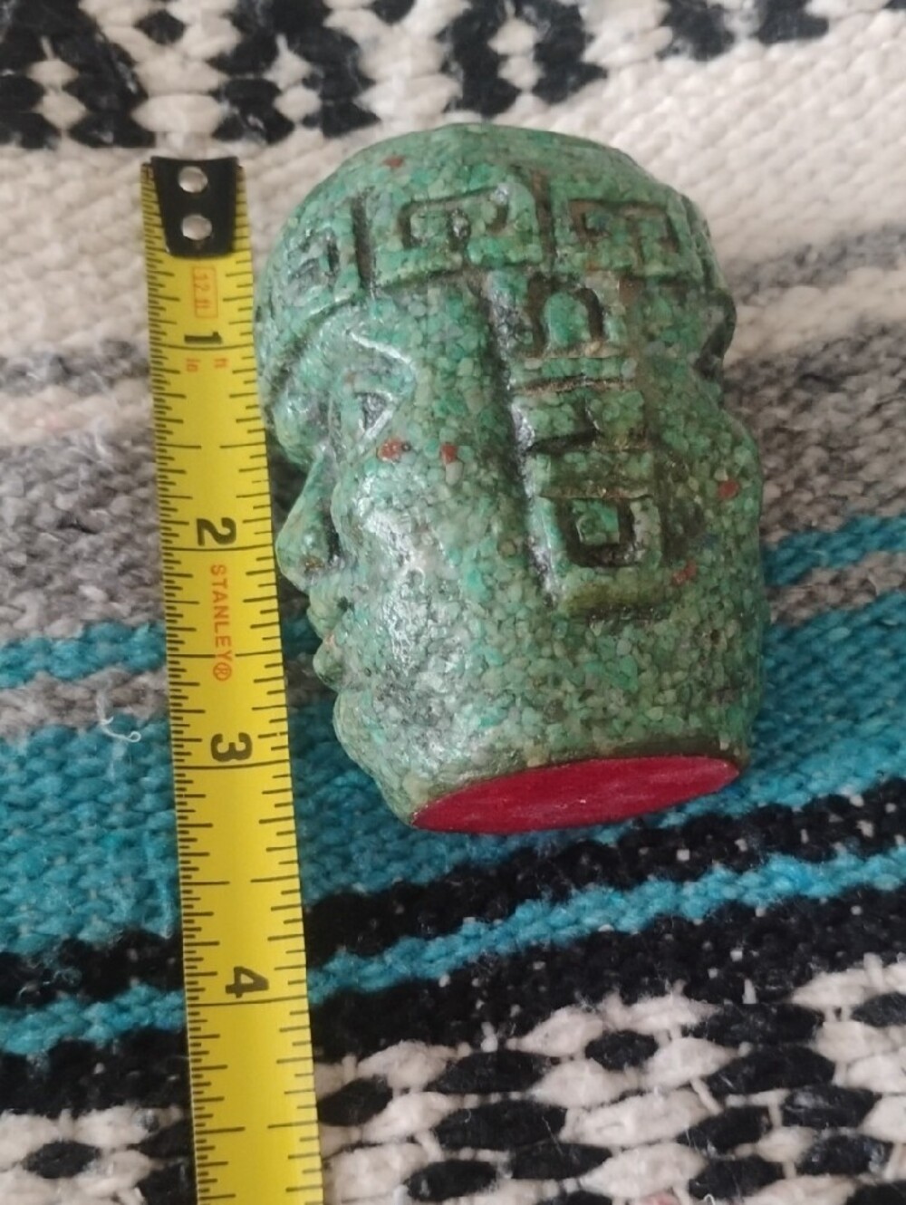 Green Tribal Head Sculpture Decorative Accent